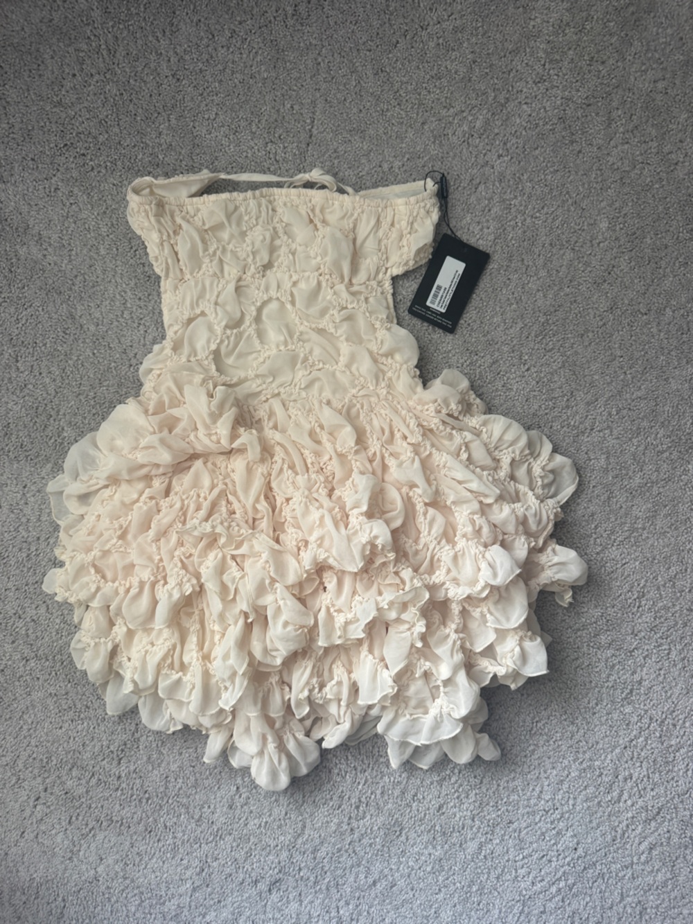 PrettyLittleThing Cream Ruffle Mini Dress